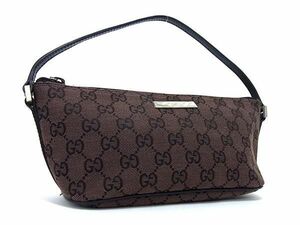 1円 ■極美品■ GUCCI グッチ 039 1103 2123 GG柄 GGキャンバス×レザー ミニバッグ ハンドバッグ アクセサリーポーチ ブラウン系 BG7205