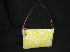 1円 ■美品■ kate spade ケイトスペード WLRU2121 PVC×レザー ワンハンドル ハンドバッグ ミニバッグ マルチポーチ イエロー系 AV7607