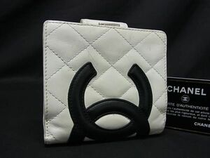 1円 CHANEL シャネル ココマーク マトラッセ カンボンライン ラムスキン がま口 二つ折り 財布 ウォレット ホワイト系 AZ0399