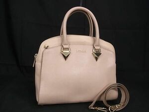 1円 ■美品■ FURLA フルラ レザー 2WAY ハンドバッグ トート ショルダー レディース ピンク系 BI0996