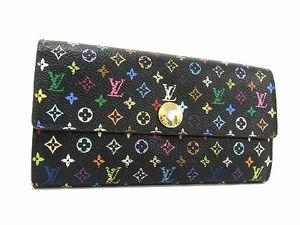 1円 LOUIS VUITTON ルイヴィトン M93747 モノグラムマルチカラー ポルトフォイユ サラ 二つ折り 長財布 ウォレット ブラック系 BF6064