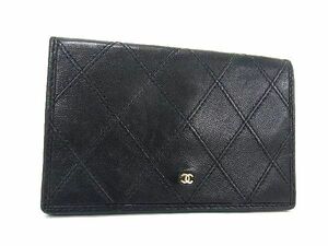 1円 ■極美品■ CHANEL シャネル ココマーク マトラッセ ビコローレ レザー カードケース パスケース コインパース ブラック系 AX3948