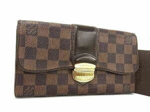 1円 ■美品■ LOUIS VUITTON ルイヴィトン N61747 ダミエ ポルトフォイユ システィナ 二つ折り 長財布 ウォレット ブラウン系 BF6128