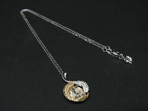 1円 ■新品同様■ SWAROVSKI スワロフスキー ラインストーン ネックレス ペンダント アクセサリー シルバー系×ゴールド系 AW3219