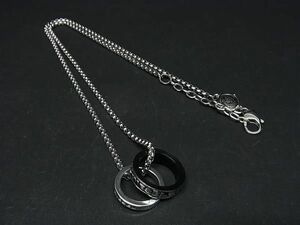 1円 ■極美品■ DIESEL ディーゼル スチール ネックレス ペンダント アクセサリー レディース メンズ シルバー系×ブラック系 AV6931