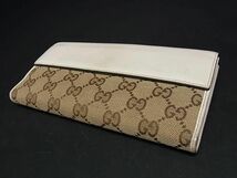 1円 GUCCI グッチ 203550 GG柄 GGキャンバス×レザー 二つ折り ハート 長財布 ウォレット 小銭入れ 札入れ レディース ベージュ系 AV6880_画像2