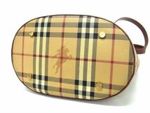 1円 ■美品■ BURBERRY バーバリー ノバチェック PVC×レザー トートバッグ ショルダー 肩掛けかばん レディース ベージュ系 AX2802_画像4