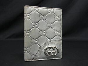 1円 GUCCI グッチ 2084051568 グッチシマ レザー GG金具 二つ折り カードケース カードホルダーパスケース 定期入れ シルバー系 BJ0767