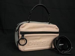 1円 ■美品■ DIESEL ディーゼル レザー 2WAY ハンドバッグ ショルダー 斜め掛け レディース ピンク系×グレー系 BG7262