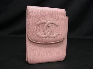 1円 CHANEL シャネル ココマーク キャビアスキン シガレット 煙草ケース レディース ピンク系 AW3156