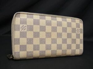 1円 LOUIS VUITTON ヴィトン N60012 ダミエアズール ジッピーオーガナイザー ラウンドファスナー 長財布 ウォレット アイボリー系 BF6029