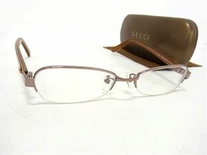 1円 ■美品■ GUCCI グッチ 9664J シェリーライン 度入り メガネ 眼鏡 めがね レディース メンズ ブラウン系 BJ0877