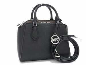 1円 ■極美品■ MICHAEL KORS マイケルコース MK柄 レザー 2WAY マルチケース ポーチ ショルダーバッグ 斜め掛けかばん ブラック系 AV7253