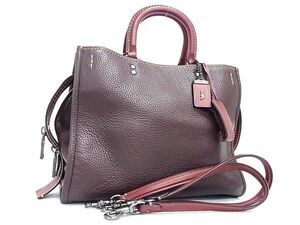 1円 ■美品■ COACH コーチ 38124 レザー 2WAY ハンドバッグ トートバッグ ショルダーバッグ 肩掛けかばん レディース ボルドー系 AV7225