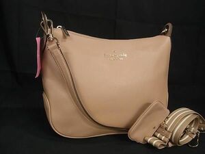 1円 ■極美品■ kate spade ケイトスペード K5807 ライトフォーン ロージー ペブルド レザー ショルダー ボディバッグ ベージュ系 FA0434