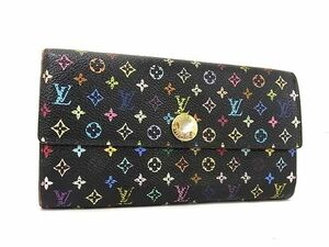 1円 LOUIS VUITTON ルイヴィトン M93747 モノグラムマルチカラー ポルトフォイユ サラ 二つ折り 長財布 ウォレット ブラック系 AV8293