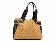 1円 ■美品■ GUCCI グッチ 73983 GG柄 GGキャンバス×レザー ハンドバッグ トートバッグ レディース ベージュ系 AX2778_画像1