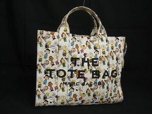 1円 MARC JACOBS マークジェイコブス ピーナッツコラボ THE TOTE BAG キャンバス ハンドバッグ トート ホワイト系×マルチカラー AV7465