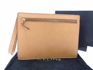 1円 ■極美品■ CELINE セリーヌ ヴィンテージ レザー クラッチバッグ セカンドバッグ ハンドバッグ ブラウン系 AX2734