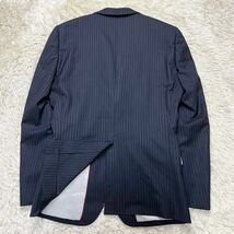 【シルク混】 P.S.FA パーフェクトスーツファクトリー COLLECTION MODEL ウール スーツ セットアップ ストライプ ダークネイビー 濃紺 Y5 _画像5