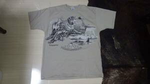 90s アニマルプリント Tシャツ XL ベージュ アメリカ USA製 ビンテージ old オールド animal 動物 シンガポール vintage turner 