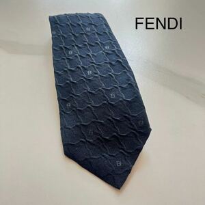 FENDI フェンディ　シルク ネクタイ 総柄 ロゴマークネクタイ　ブランドネクタイ　立体