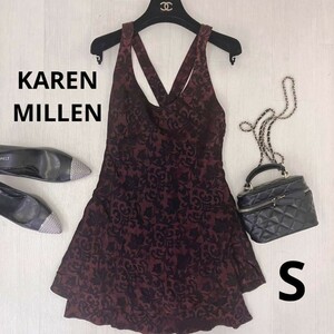 KAREN MILLEN カレンミレン　刺繍ミニワンピース　総柄　パーティー　S