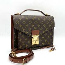 1円 極美品 LOUIS VUITTON ルイヴィトン モノグラム モンソー 2way ハンドバッグ ショルダー レディース メンズ M51185_画像1