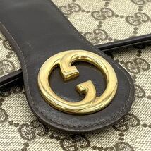 1円 べたなし 良品 GUCCI オールドグッチ GG柄 ブラウン ハンドバッグ インターロッキングG PVC レザー ゴールド金具_画像6