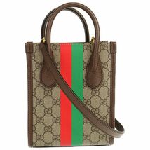 グッチ GUCCI 2WAY ミニトートバッグ 671623 インターロッキングG ブラウン ベージュ 中古SA 275787_画像2