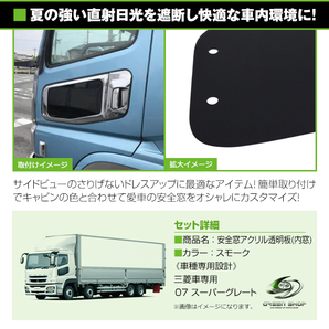 【送料無料】 07 スーパーグレート H19.7?H29.5 安全窓 スモーク 透明 アクリル透明板 内窓用 交換タイプの画像2