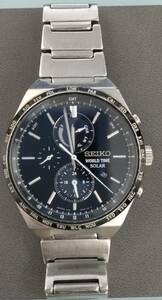 ＃1827　 SEIKO セイコー　ワールドタイム　ソーラー　メンズ　腕時計　V195-0AE0 ジャンク品