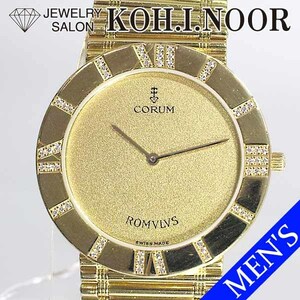  Corum rom rus men's 50.121.65.V58 18 gold yellow gold K18YG quartz diamond total 77.6g CORUM