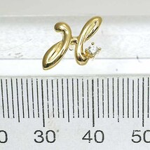 タサキ イニシャル 「H」 ダイヤモンド 0.03ct 18金イエローゴールド K18YG ピンブローチ タックピン TASAKI_画像6