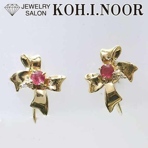  Seiko jewelry ruby 0.15ct 0.15ct diamond 18 gold yellow gold K18YG earrings ribbon 