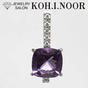 8 Ame si -stroke diamond 0.08ct 18 gold white gold K18WG pendant top amethyst 