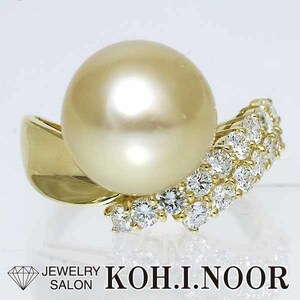  White Butterfly pearl 12.0mm diamond 0.80ct 18 gold yellow gold K18YG ring 14.5 number south . pearl pearl pearl white chou