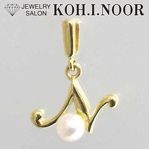  Mikimoto initial [N] pearl 3.6mm 18 gold yellow gold K18YG pendant top MIKIMOTO