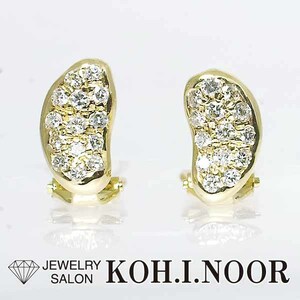  diamond 18 gold yellow gold K18YG earrings clip type spring type 