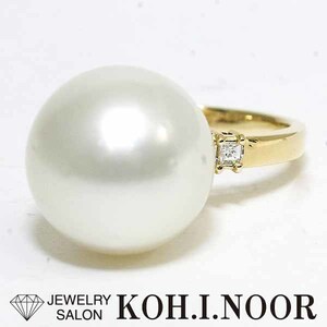  south . pearl 13.9mm diamond 0.16ct 18 gold yellow gold K18YG ring 9 number white chou pearl pearl 