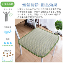 シートクッション 夏用 い草 椅子用 チェアパッド 和柄 約43×43cm トンボ柄 グリーン 湿気対策 吸湿性_画像3