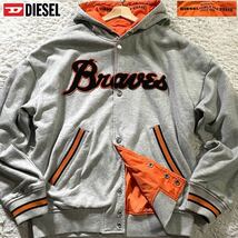 極美品/XL相当●DIESEL ディーゼル 2wayリバーシブル パーカー ナイロン コットン ジャケット アウター ロゴ刺繍 ワッペン 春まで!_画像1