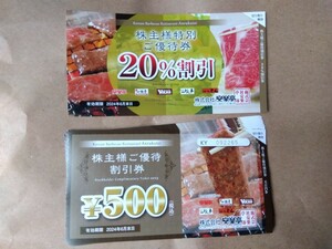 安楽亭株主優待券5000円分+20%割引券1枚◆注意！◆《有効期限2024年6月30日》②