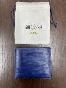 #26599 【未使用】二つ折り財布 GOLD PFEIL（ゴールドファイル） 本革レザー 紺色 ロゴ 小銭入れ カード入れ 名刺入れ ドイツ