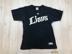 MAJESTIC マジェスティック レディース LIONS GENDA6 両面プリント 綿 半袖Tシャツ M 紺白