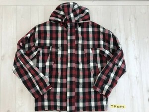 BILLABONG ビラボン メンズ チェック柄 比翼ジップ ジャケット M 赤白黒