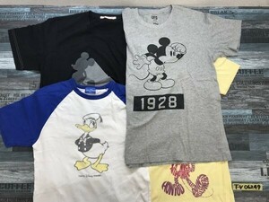 DISNEY ディズニー メンズ 半袖Tシャツ 4点セット まとめ売り S・L・XL・XXL グレー・黒・黄色・青