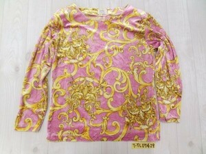 gamis レディース ベロア調 カットソー ピンク黄色