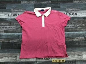 Reebok Reebok lady's Logo embroidery color switch polo-shirt with short sleeves M pink white 