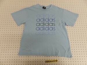 ADIDAS アディダス メンズ ロゴプリント 半袖Tシャツ O 水色